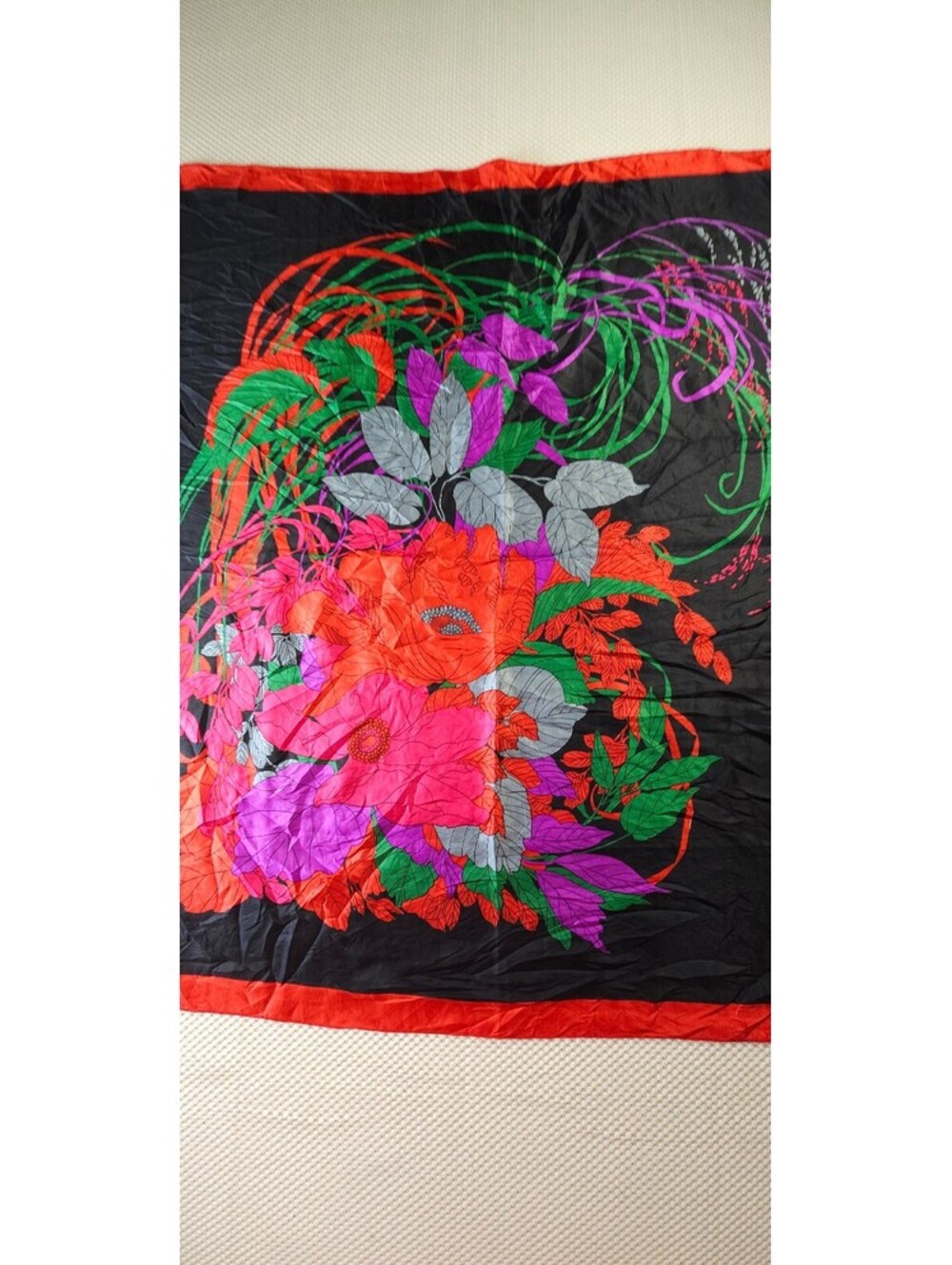 Vintage Floral and Patterned Silk Scarves Set of 2